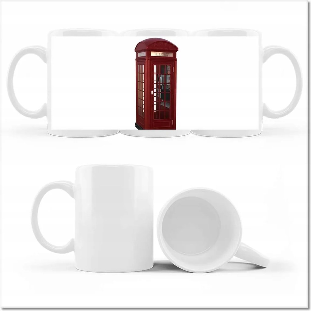 Nyomott mintás bögre Piros angol fülke