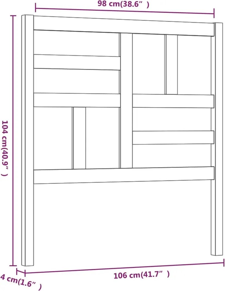 fehér tömör fenyőfa ágyfejtámla 106x4x104 cm