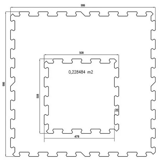 FitFlo SF1050 csempe 47,8 x 47,8 x 0,8 cm - sarok, fekete