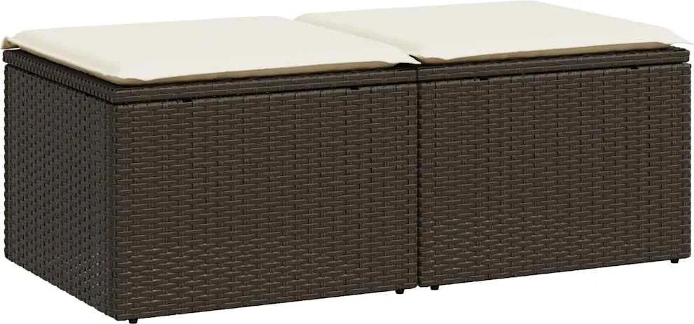 vidaXL 2 részes barna polyrattan akácfa kerti ülőgarnitúra párnákkal
