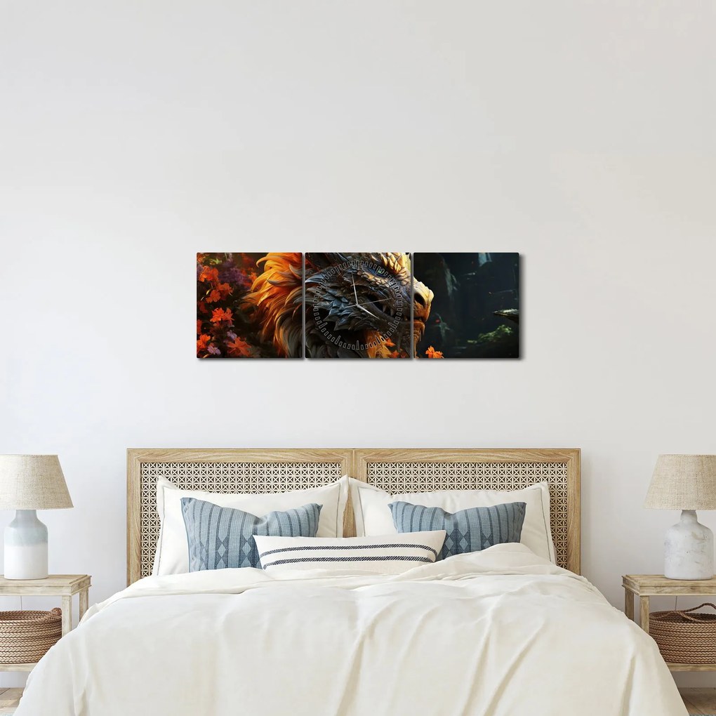 Kép - Sárkány (órával) (90x30 cm)