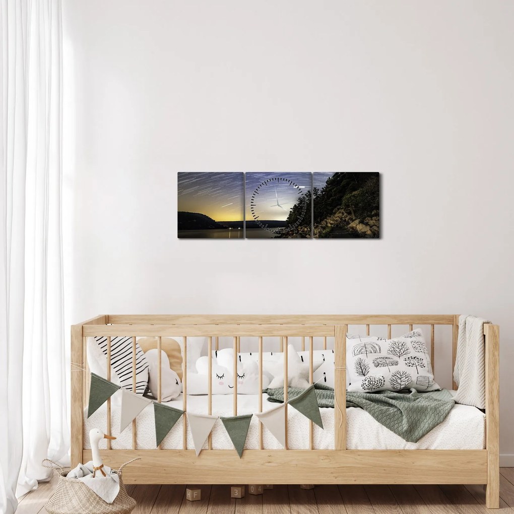 Kép - naplemente égbolt (órával) (90x30 cm)