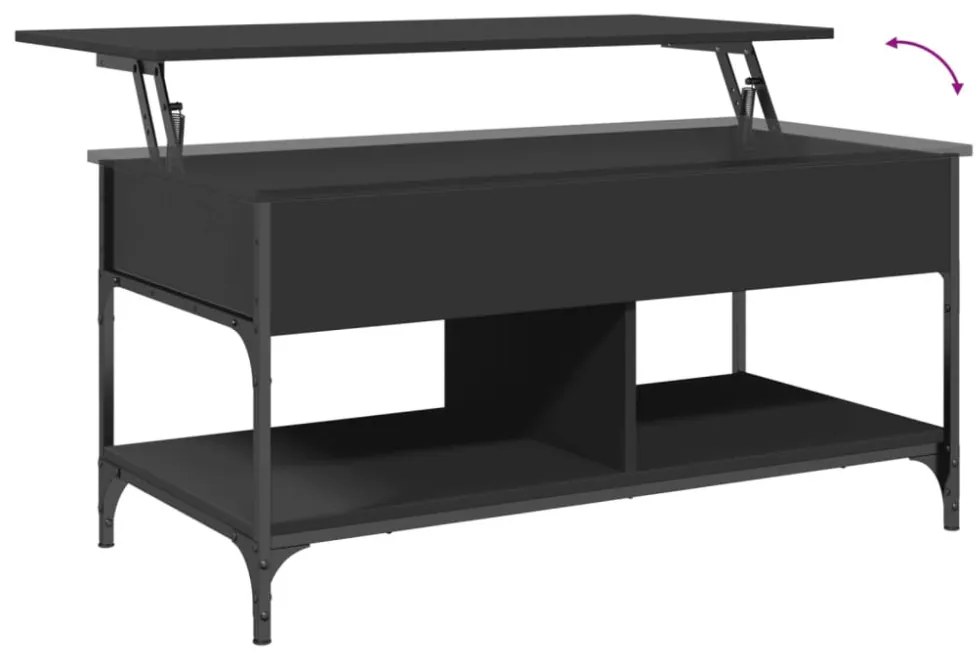 fekete szerelt fa és fém dohányzóasztal 100 x 50 x 50 cm