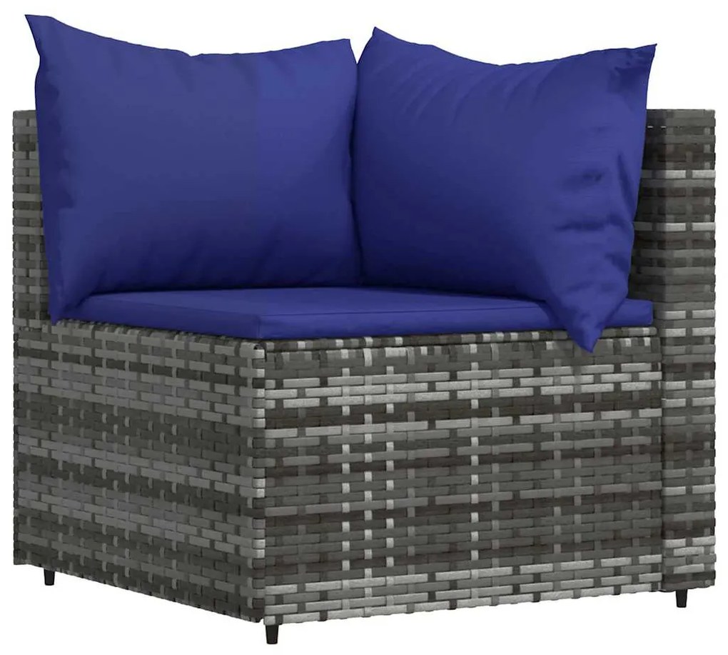 3 részes szürke polyrattan kerti ülőgarnitúra párnákkal