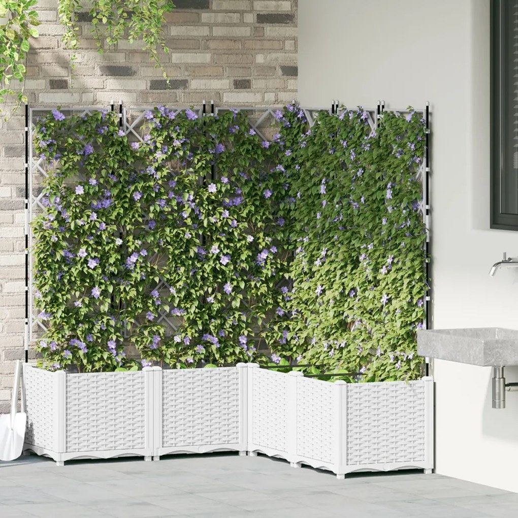 Kertészeti Beültető Trellisszel 5 db Fehér 120x120x143 cm