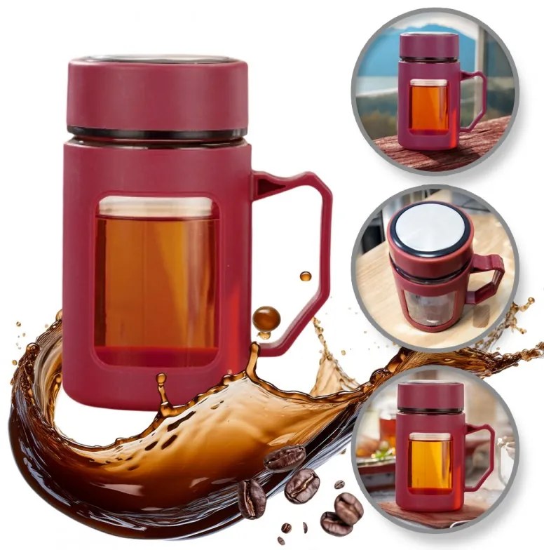 Üvegpalack füllel BREW 500 ml, piros