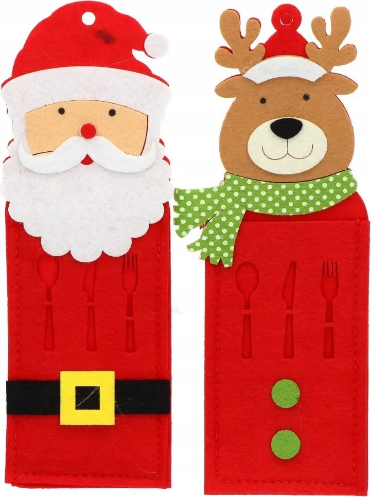 Evőeszköztartó Huzat Karácsonyra Mikulás Hóember Rénszarvas 12DB-OS MIX