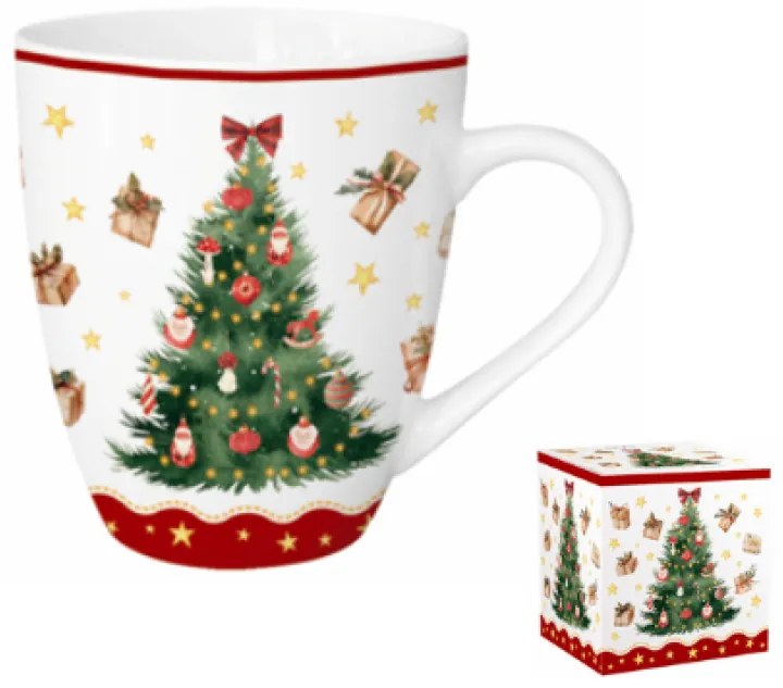Karácsonyi fenyőfás porcelán nagy bögre 1 literes díszdobozban Christmas Tree 3