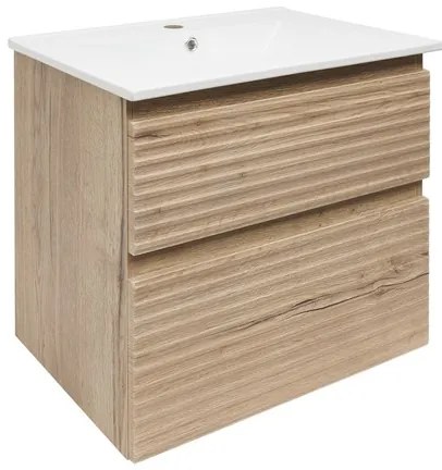 Naturel Savona Fürdőszobaszekrény mosdóval, 2 fiókos 58x53x44,8 cm matt Halifax tölgy SAVONA260DH