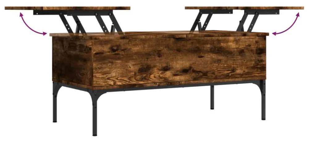 füstös tölgy szerelt fa és fém dohányzóasztal 100 x 50 x 45 cm
