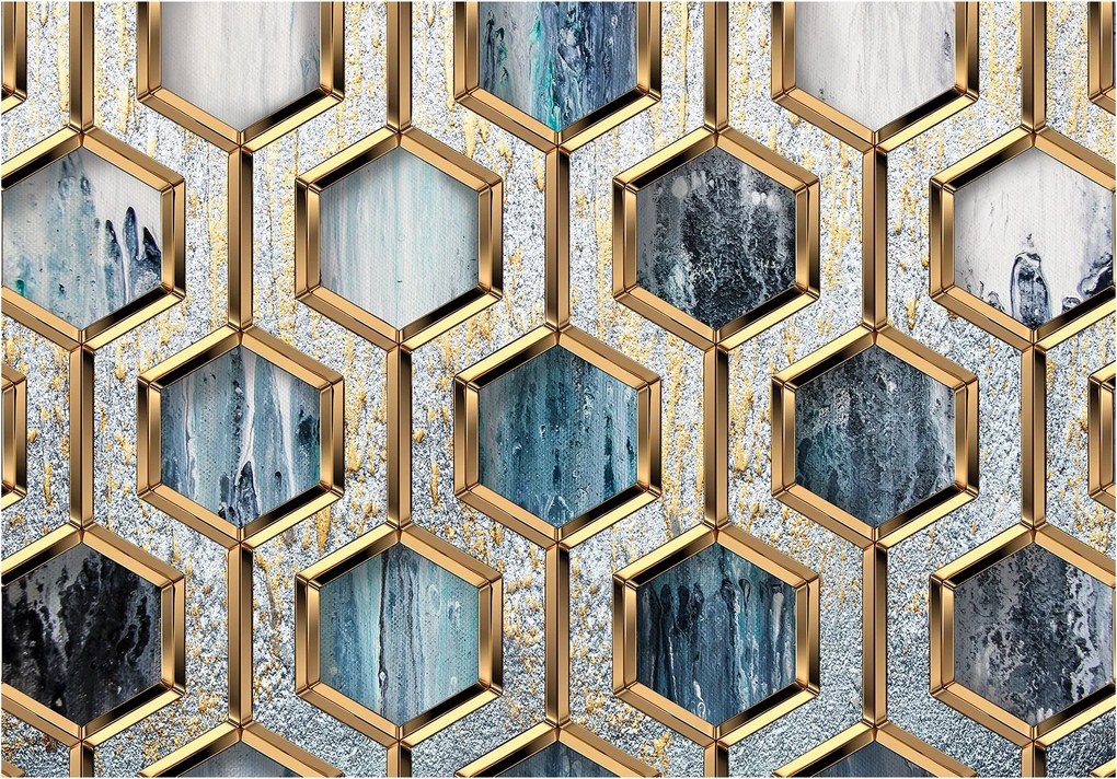 Fotótapéta Márvány Arany Hatszög Absztrakt Geometria Luxus 350x250 +ragasztó