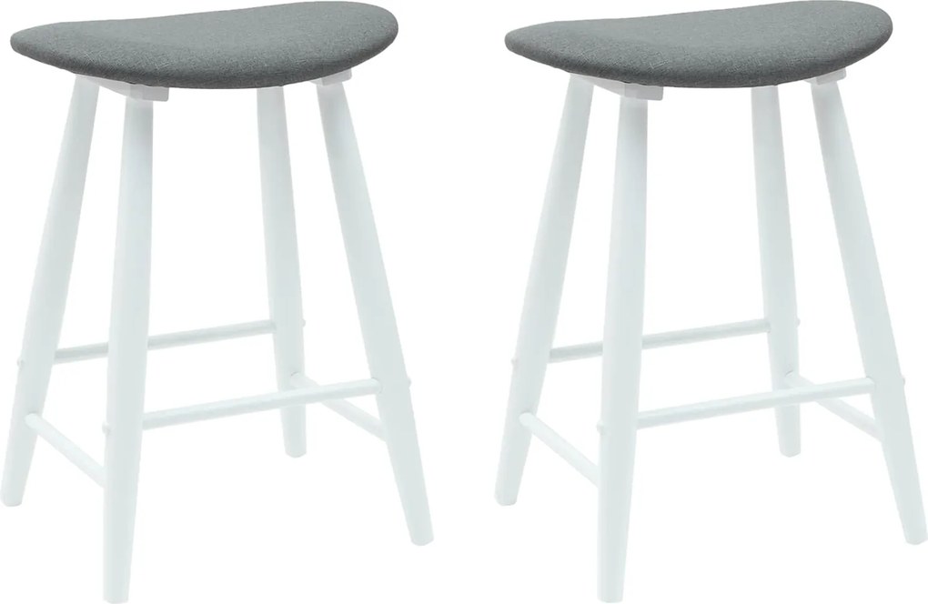 vidaXL Étkező Székek 2 pcs Fehér 46 x 37 x 63 cm Tömör Gumi Fa