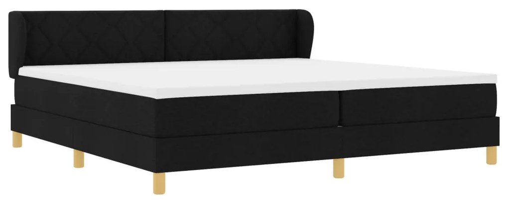 Boxspring Ágy Matracokkal - Fekete, 200x200 cm, Szövet
