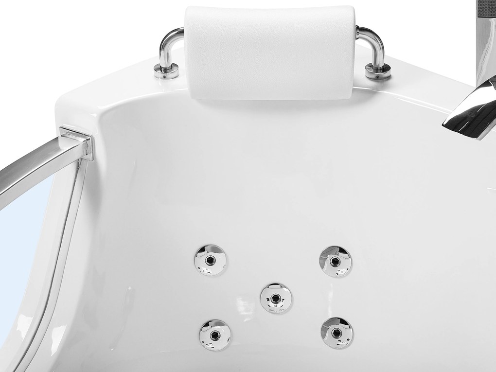 Fehér whirlpool masszázskád LED világítással 187 x 136 cm MANGLE Beliani