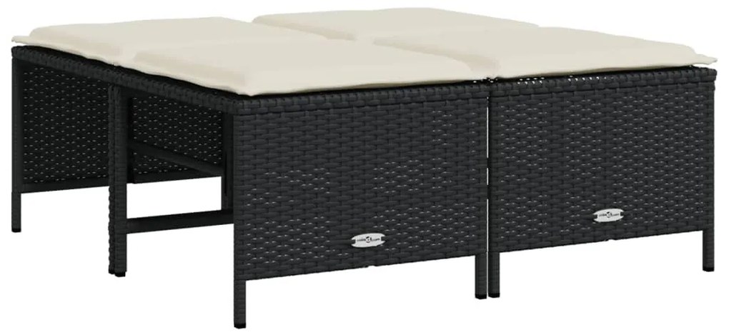 4 db fekete polyrattan kerti szék párnákkal