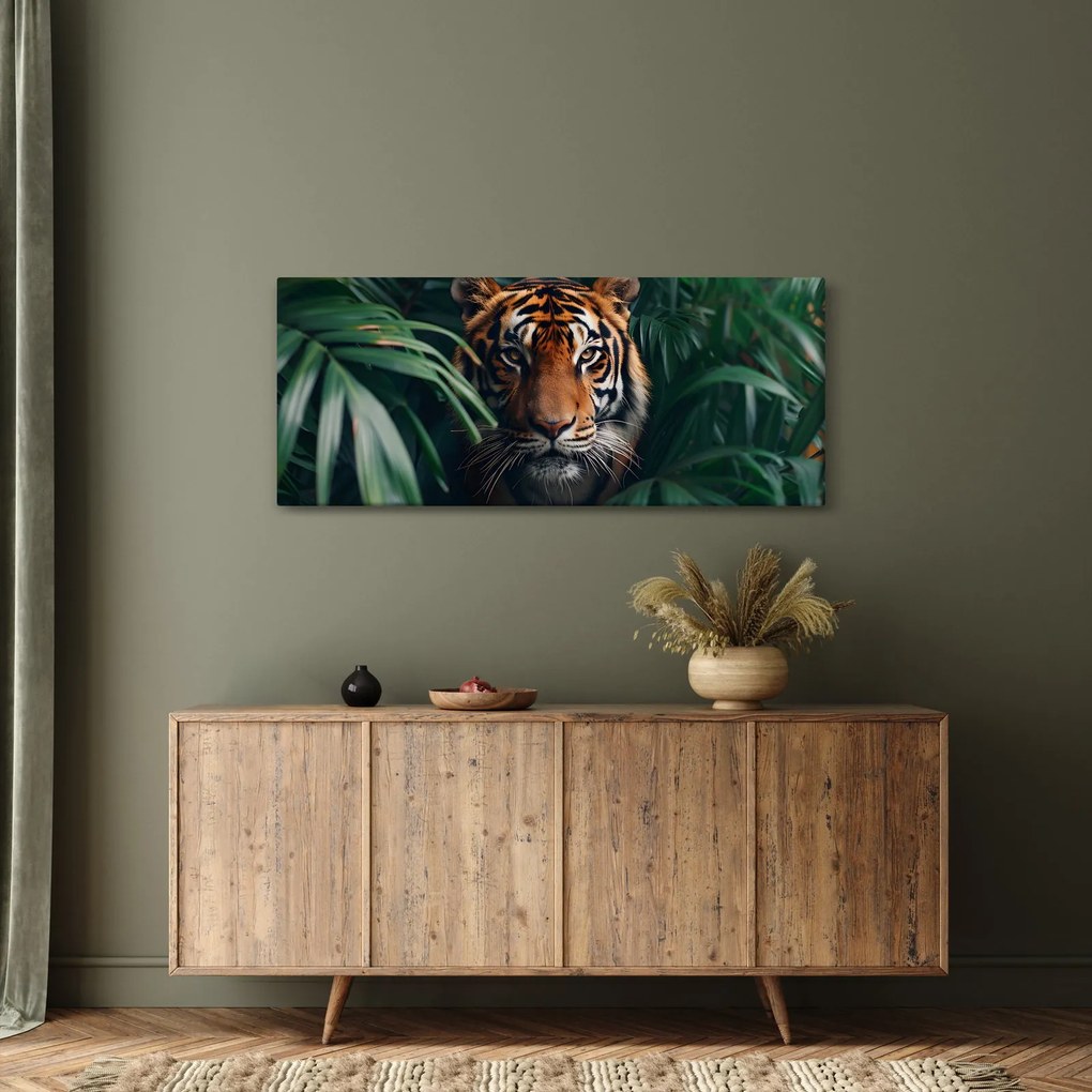 Kép - Egy tigris portréja a dzsungelben (120x50 cm)