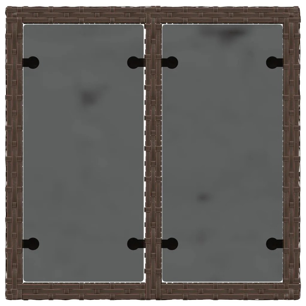 barna polyrattan üveglapos kerti asztal 55 x 55 x 37 cm