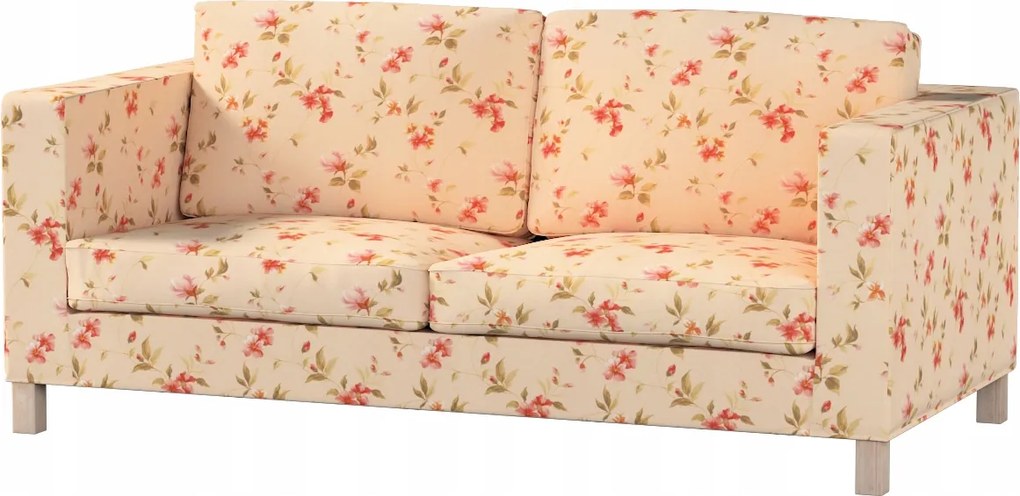 Karlanda kinyitható kanapé huzat, krémszínű alapon rövid Ikea virágok