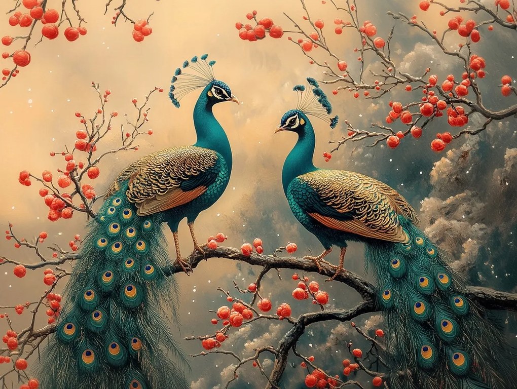 Vászonkép Canvas Grafika Természet Egzotikum Madár Páva 100x75