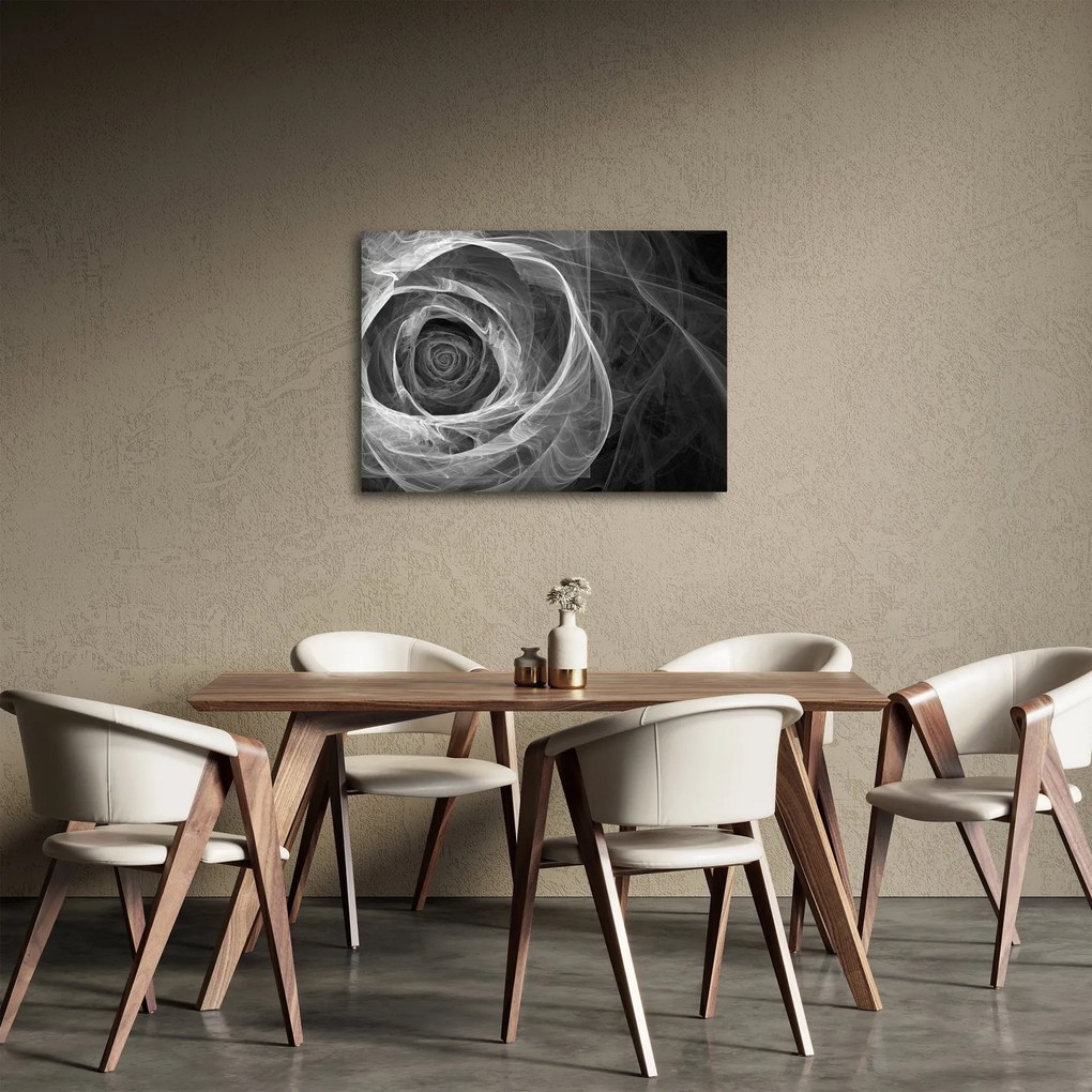 Kép - Absztrakt rózsa fekete-fehér (70x50 cm)