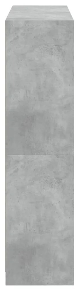 betonszürke szerelt fa könyvespolc ajtókkal 136 x 37 x 142 cm
