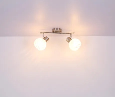 Globo 54025-2 Spotlámpa matt króm fém és fehér szatén üveg búrával. LxBxH:360x190x192, exkl. 2xE27 40W 230V