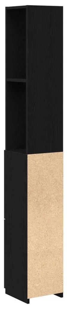 vidaXL Fekete Tölgy Fürdőszobai Szekrény 25x25x170 cm Mérnöki Fa