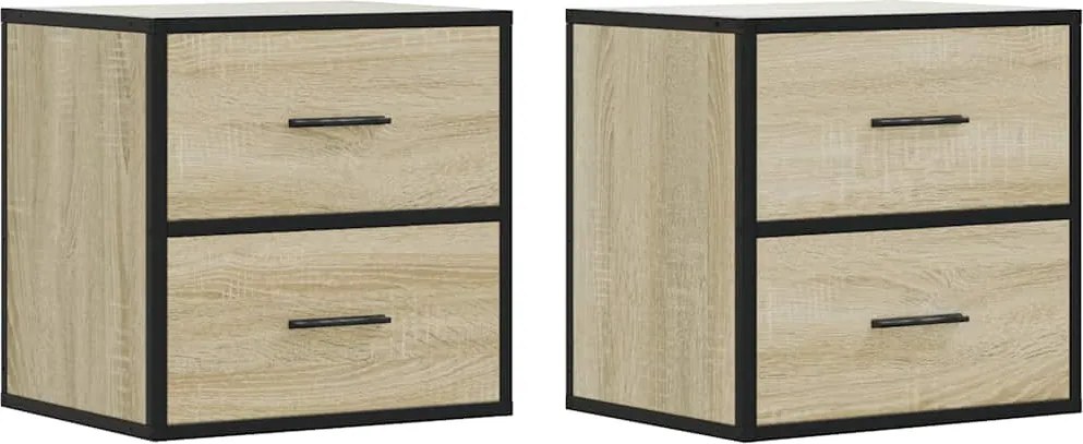 vidaXL 2 db sonoma tölgy színű fali éjjeliszekrény 40 x 31 x 39,5 cm