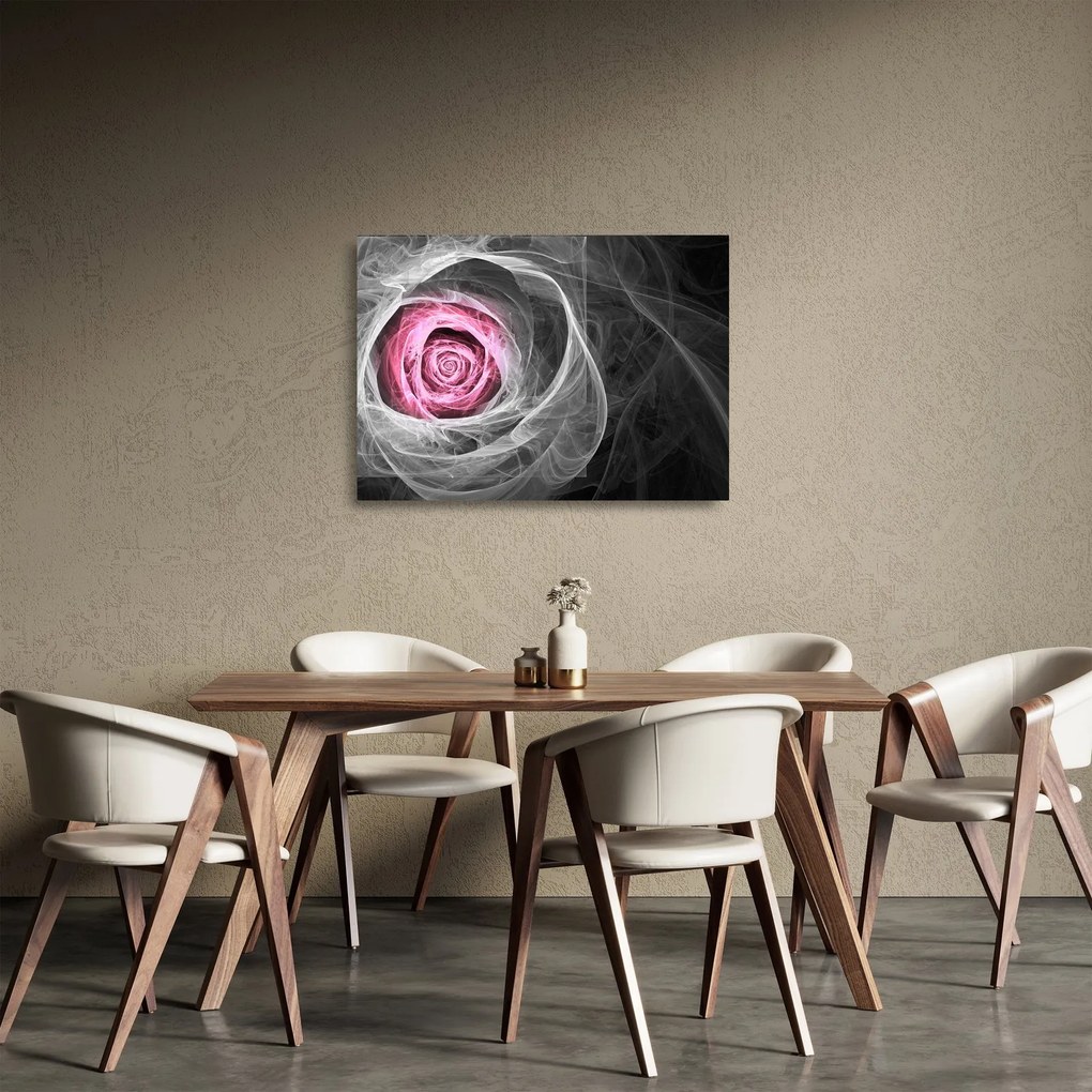 Üveg kép - Absztrakt rózsa, fukszia (70x50 cm)