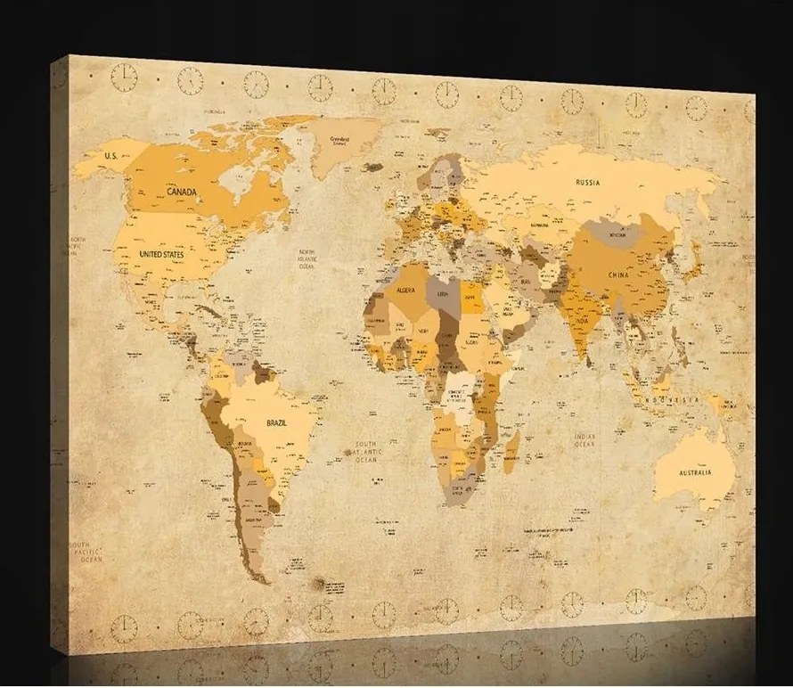 Világtérkép falikép vászonkép 100x75