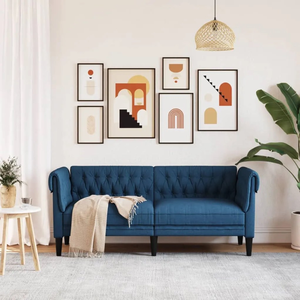 kék 2 személyes szövet Chesterfield kanapé