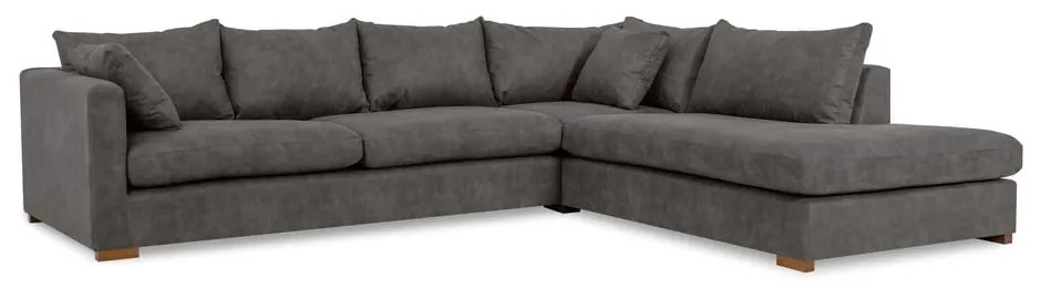 Antracitszürke bőrutánzat sarokkanapé (jobb oldali) Hamburg – Scandic