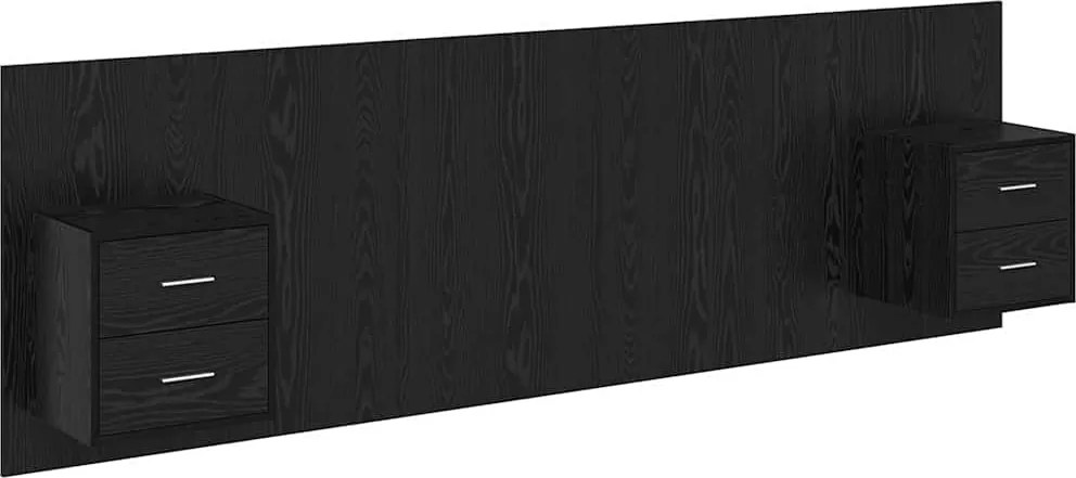 vidaXL Fejtámla Szekrénnyel fiókkal 3 pcs Fekete tölgy Faanyag