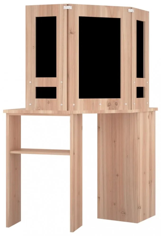 fekete sarok-fésülködőasztal LED-világítással 111x54x141,5 cm