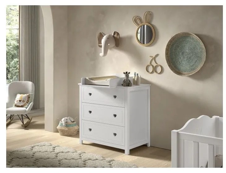 Fehér pelenkázó feltét (alkalmas komód mélysége 57 cm) Amori – Vipack