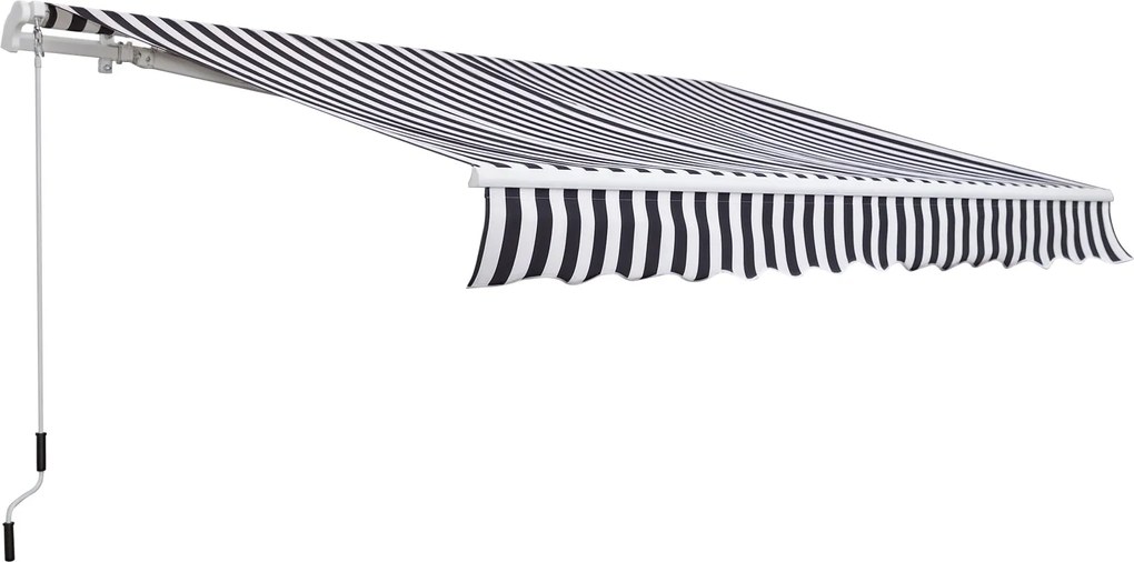 Outsunny Kihúzható Napernyő Kézi Kurblival 3.5 x 2.5 m Szürke+Fehér Alumínium Poliészter | Aosom