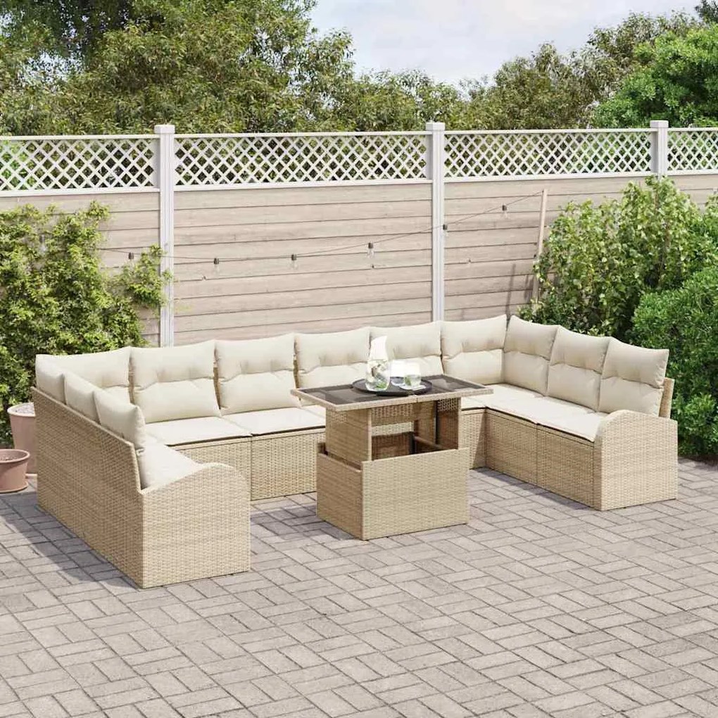 Kerti Kanapé Szett 11 pcs bézs és krémszínű 100 x 55 x 73 cm