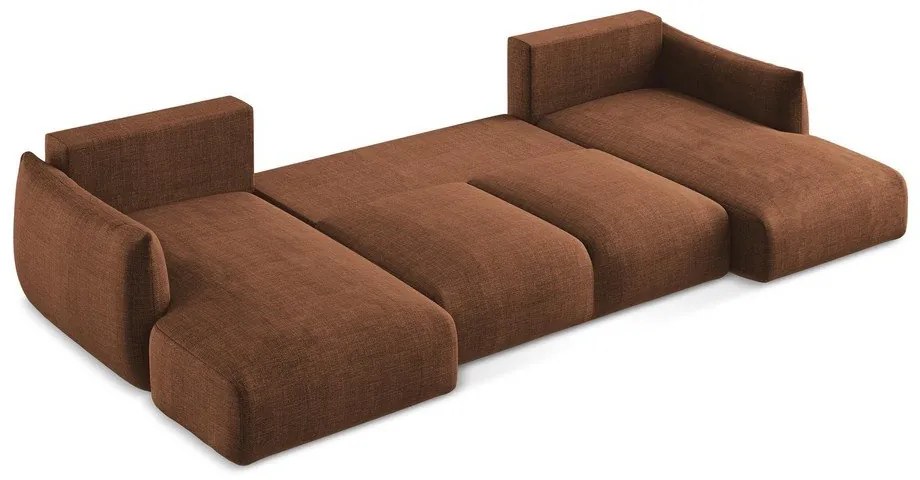 Terrakotta színű kinyitható sarokkanapé (U alakú) Leila – Makamii