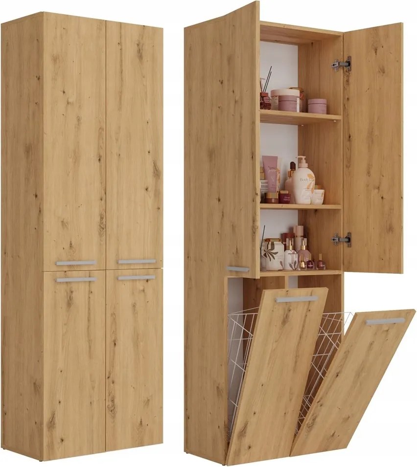 Szekrény Könyvespolc 60 Oszlop Nel DD 2K Kosár Tölgy Artisan