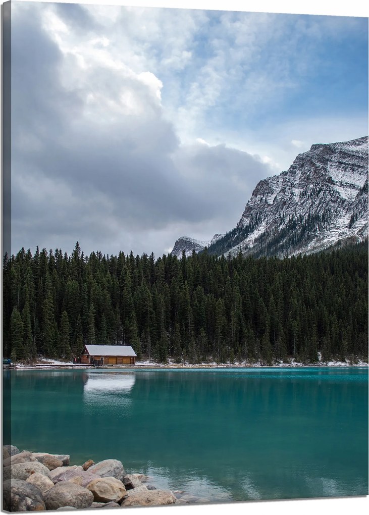 Vászonkép Természet Kunyhó a tóparton 50x70