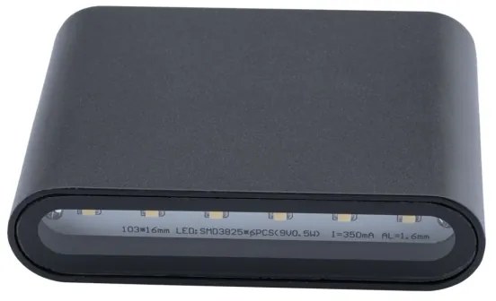 LED Kültéri fali lámpa FLOW 2xLED/3W/230V IP54 fekete