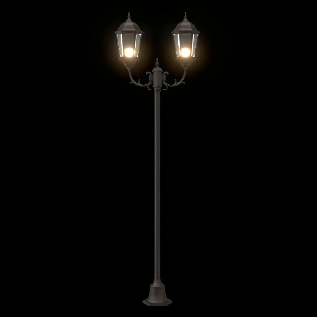 Kert Világítóoszlop 2-Lámpás E27 Bronz 220 cm Alumínium