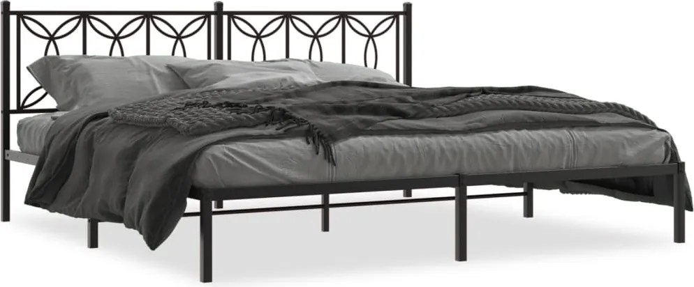 vidaXL fekete fém ágykeret fejtámlával 193 x 203 cm