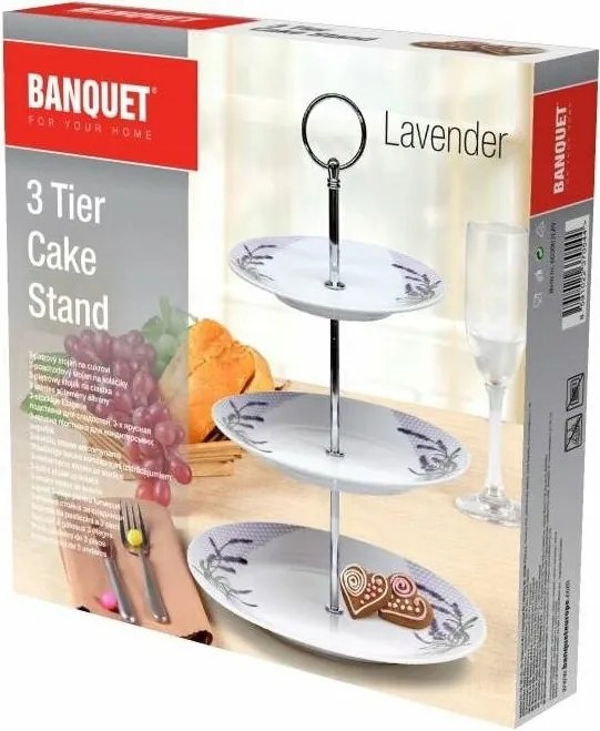 Banquet Lavender 3 szintes süteményállvány