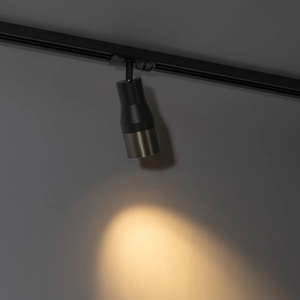 Modern fekete spot lámpa fegyveres szürkével, 1 fázisú sínrendszerhez GU10 50mm - Iconic Kohua