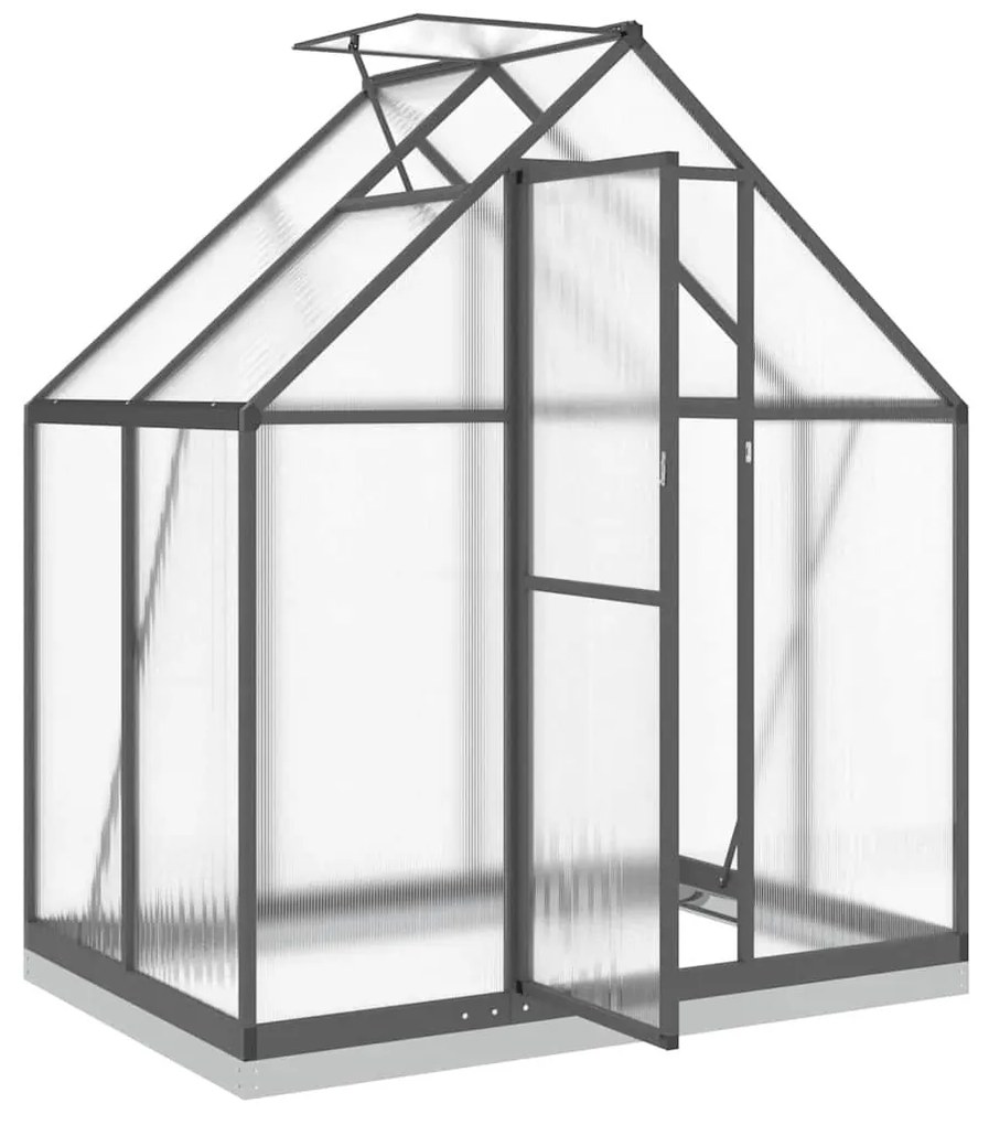 antracitszürke alumínium melegház alapvázzal 169 x 114 x 202 cm