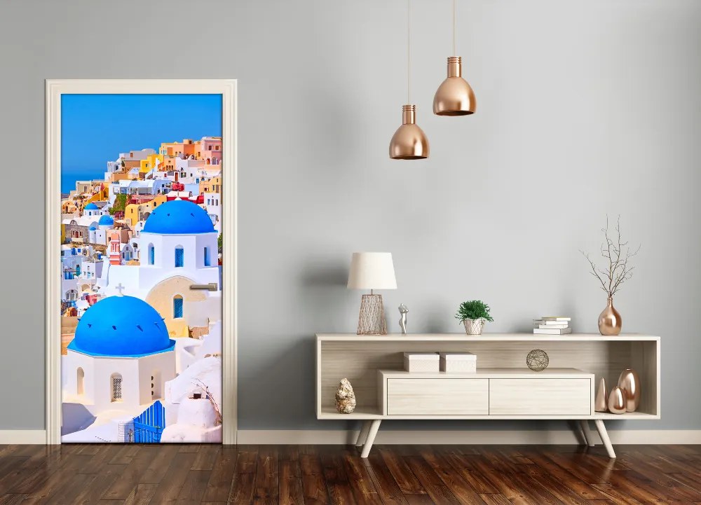 Poszter tapéta ajtóra Város Santorini 95x205 cm