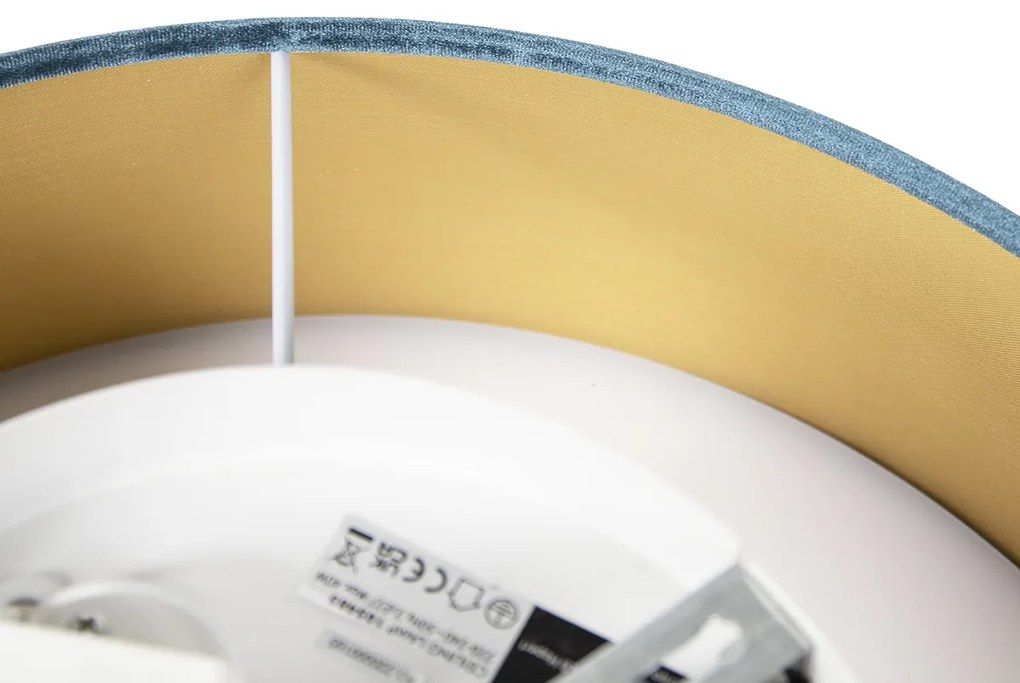 Modern mennyezeti lámpa kék 40 cm arany belsővel - Drum