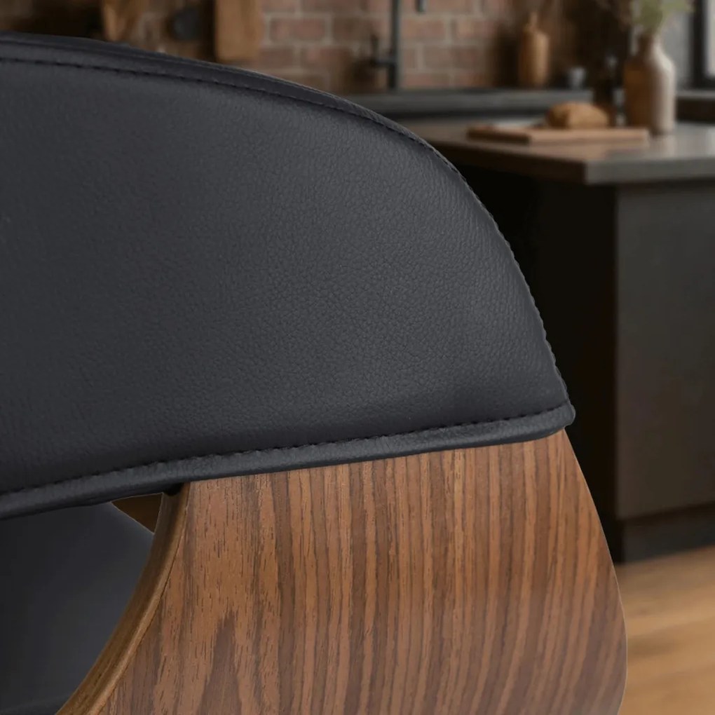 Elegáns Bárszék Fekete Eco-bőr Kárpittal. OREGON