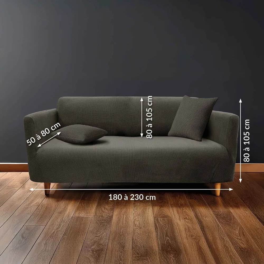 Antracitszürke háromszemélyes gumis kanapé huzat Sacha – douceur d'intérieur